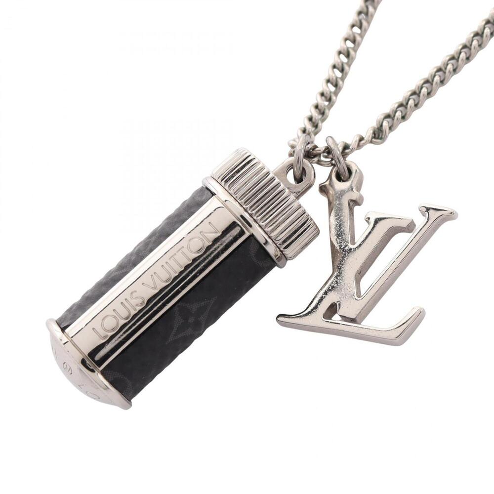 Louis Vuitton Collier Charms Monogram Eclipse Necklace Jewelry Metal Men's Si...